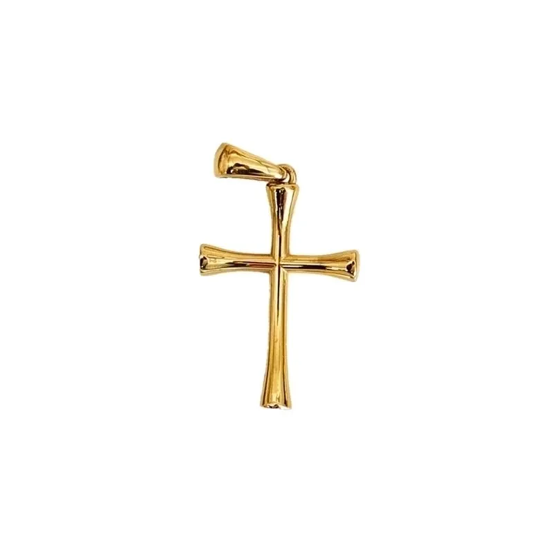 1 Piece 304 Stainless Steel Zircon 18K Gold Plated Cross Pendant