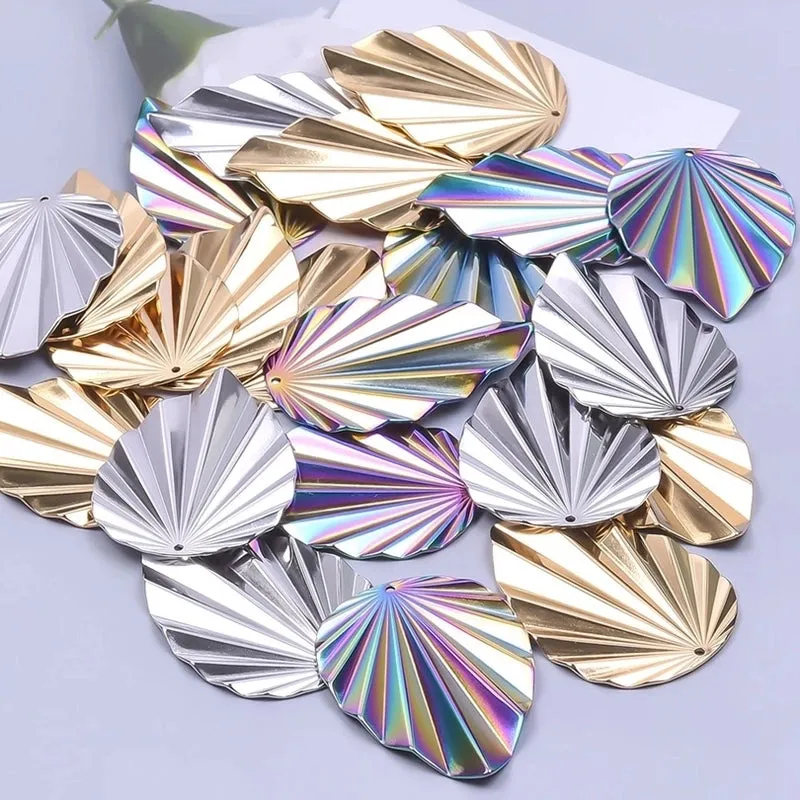 1 Piece 42*58mm Hole 2~2.9mm 304 Stainless Steel 18K Gold Plated Leaves Pendant