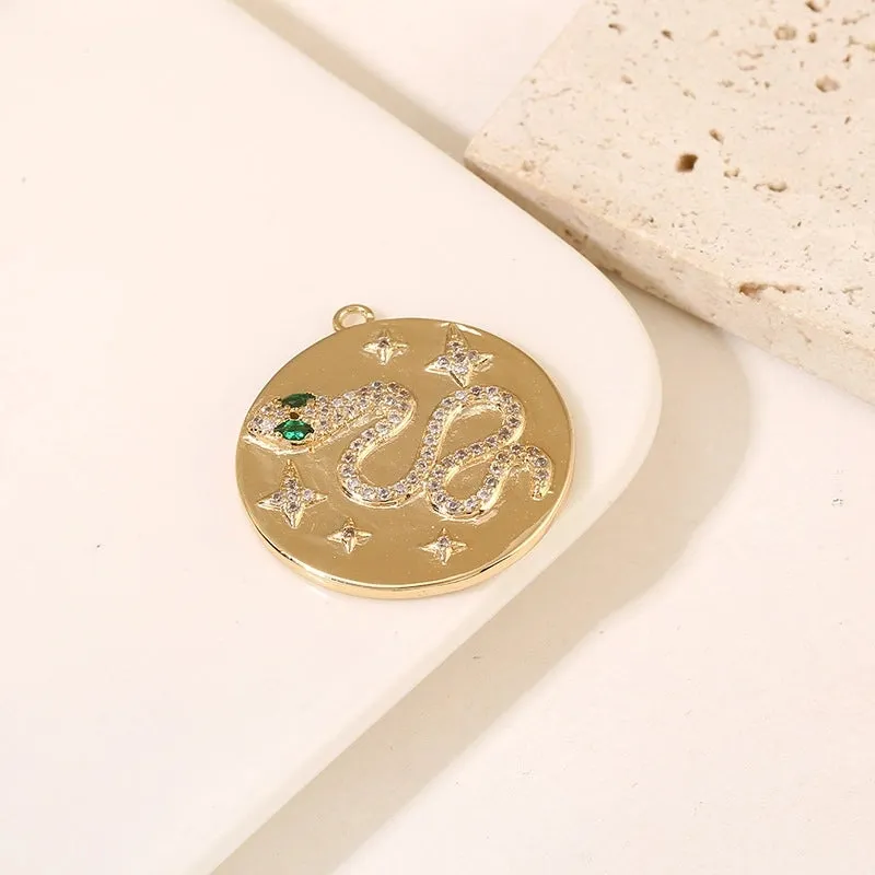 1 Piece Copper Gold Plated Color Block Pendant