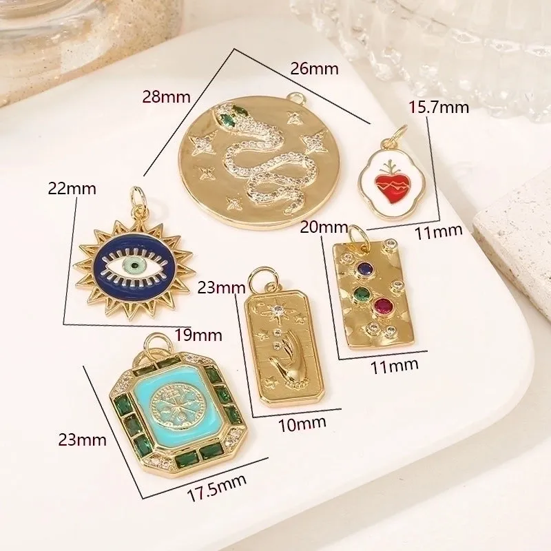 1 Piece Copper Gold Plated Color Block Pendant
