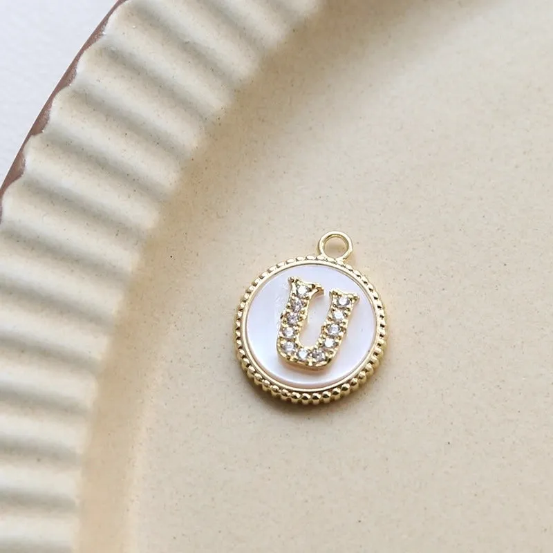 1 Piece Simple Style Round Letter Copper Plating Inlay Jewelry Accessories
