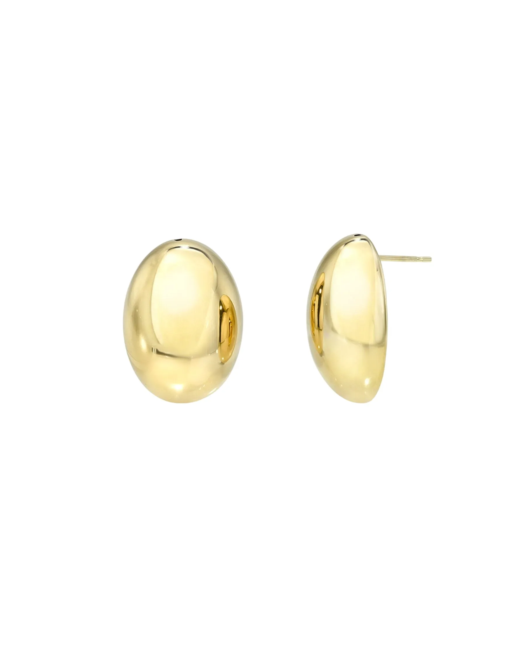 14k Gold Half Dome Stud Earrings