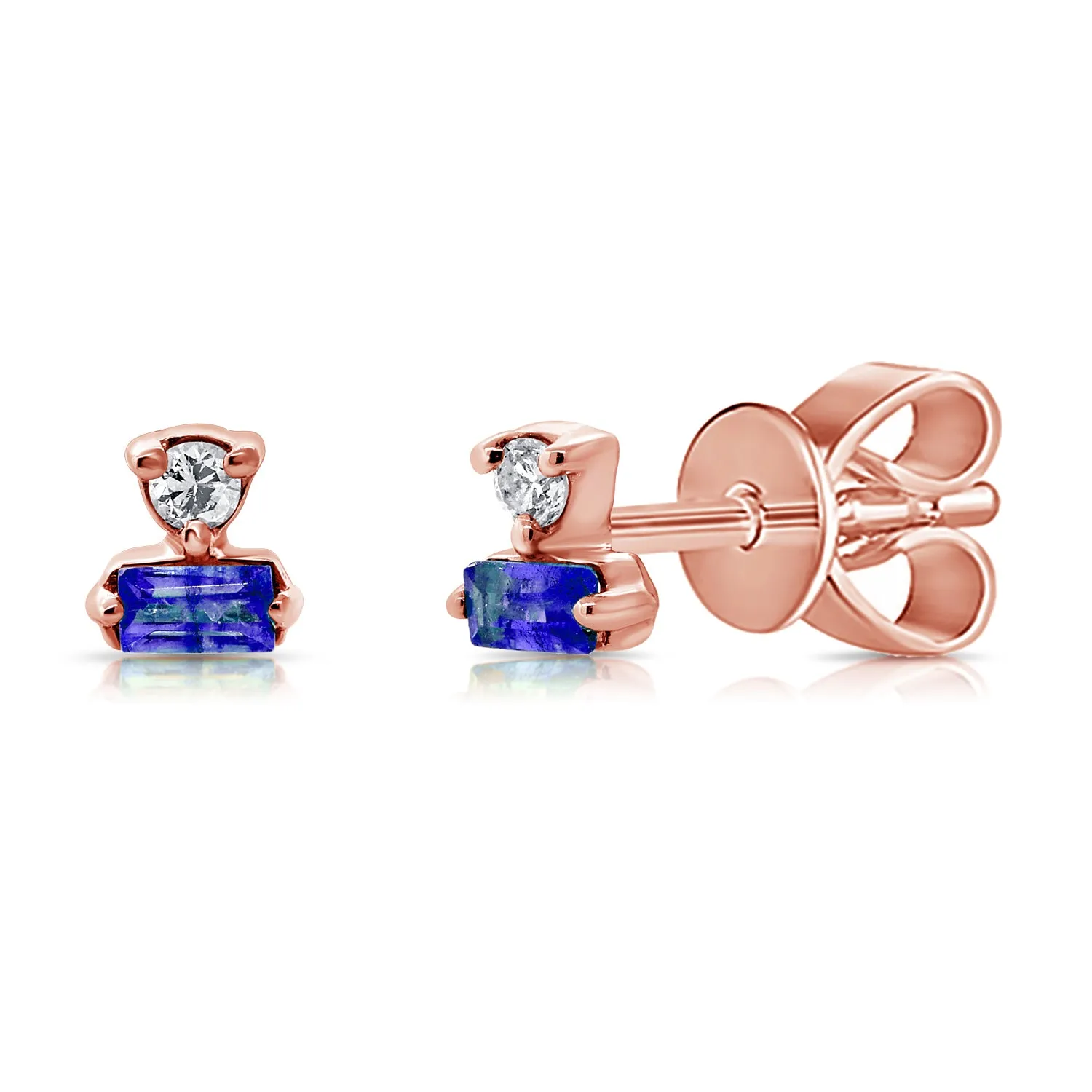 14K Sapphire Studs with Diamonds