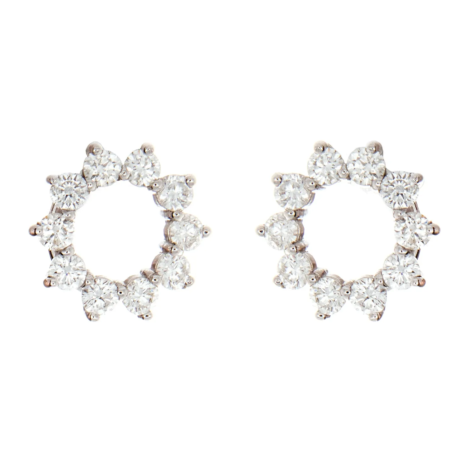14k White Gold Diamond Sun Earrings