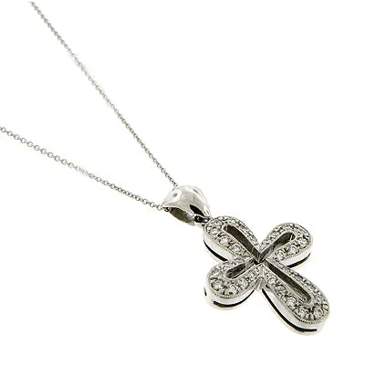 14KW Diamond Round Cross Pendant