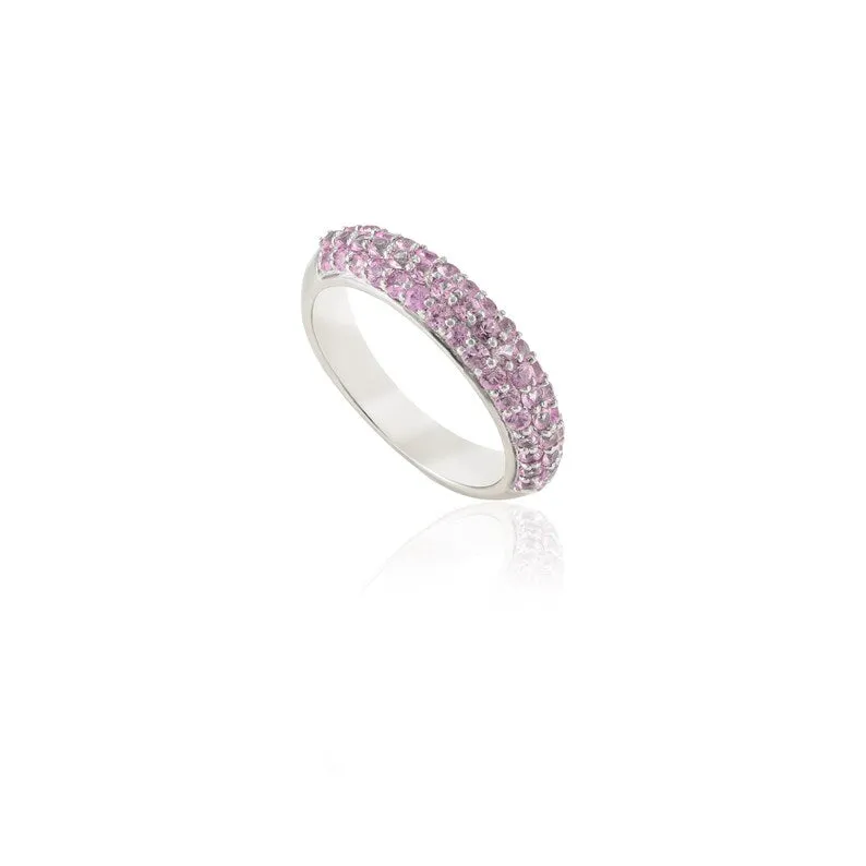 18K Pink sapphire Dome Style Band