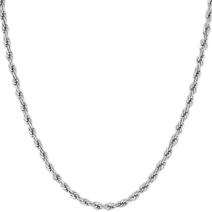 2mm Rope Chain Necklace (Rhodium)
