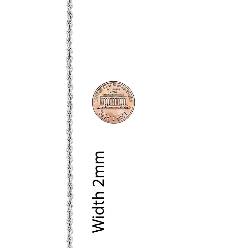 2mm Rope Chain Necklace (Rhodium)