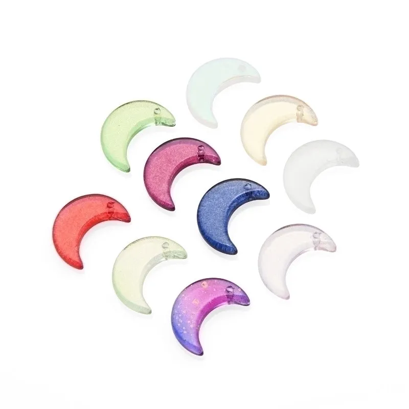 50 Pcs/package Simple Style Moon Glass Stoving Varnish Jewelry Accessories