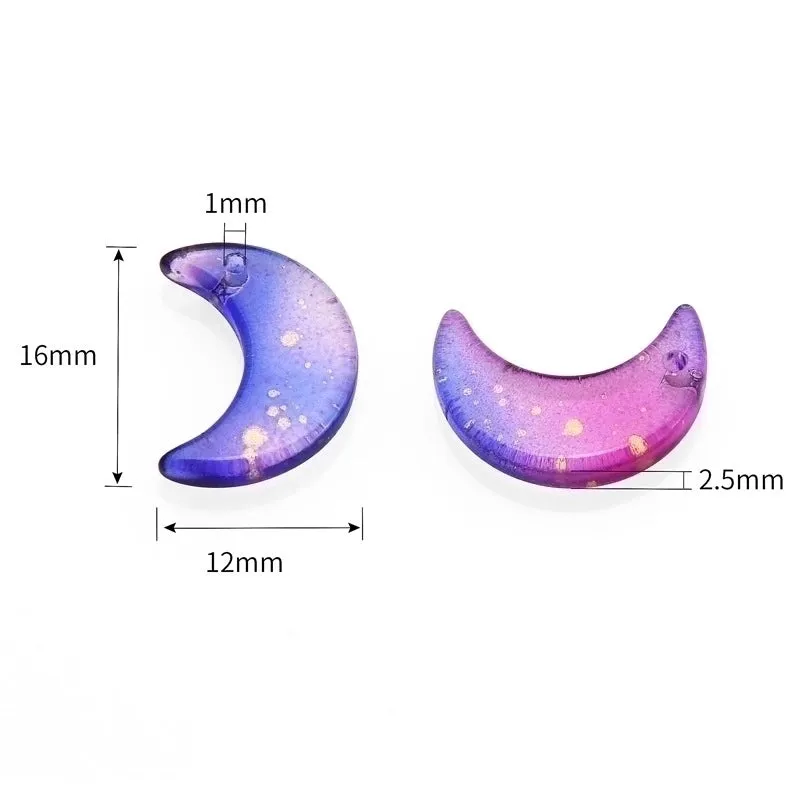 50 Pcs/package Simple Style Moon Glass Stoving Varnish Jewelry Accessories