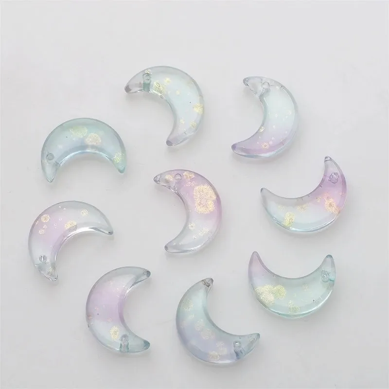 50 Pcs/package Simple Style Moon Glass Stoving Varnish Jewelry Accessories