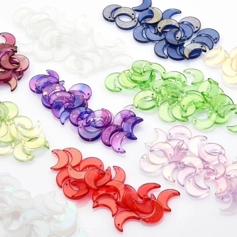 50 Pcs/package Simple Style Moon Glass Stoving Varnish Jewelry Accessories