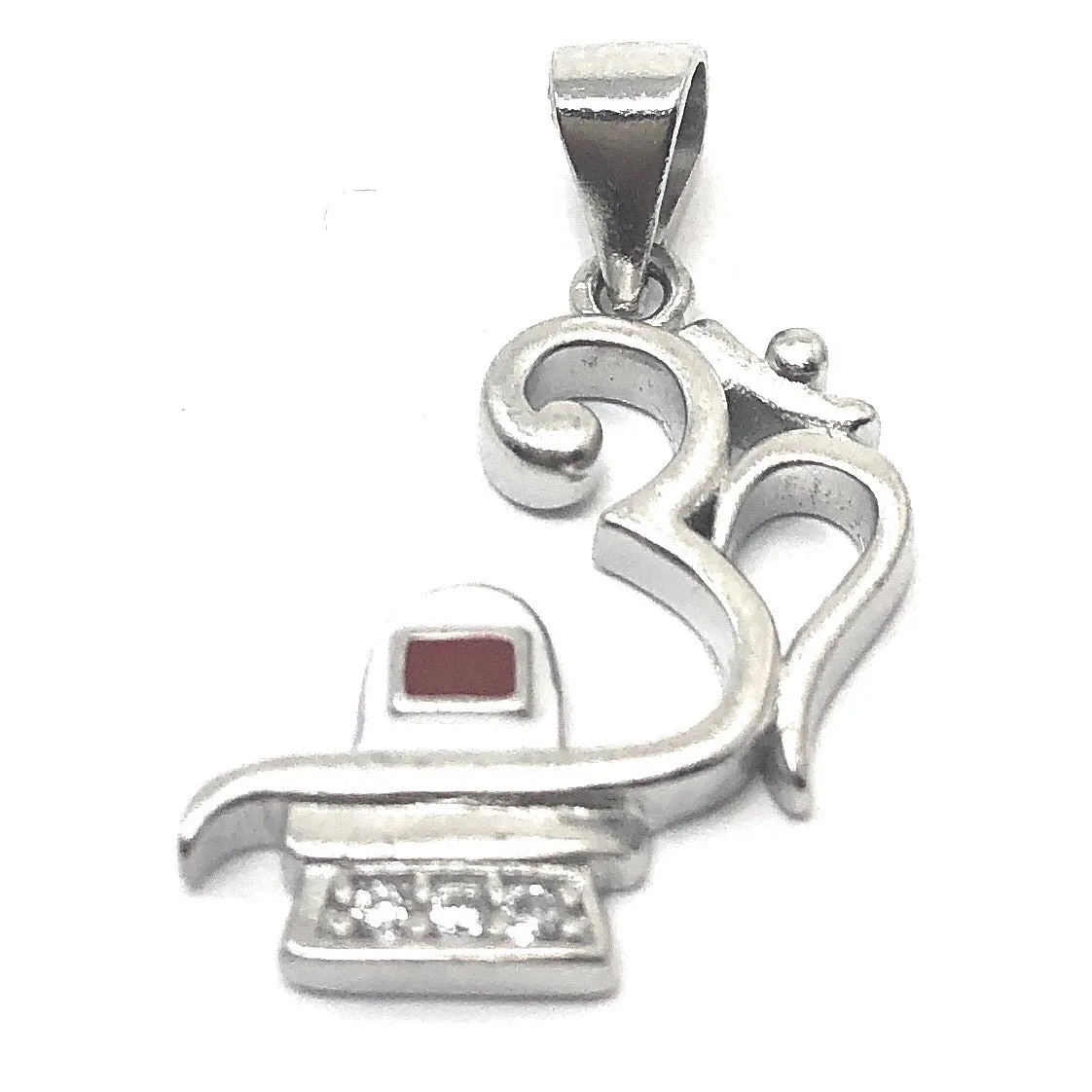 925 Silver OM Pendant with Shiva ling Matte Pendant (Design 42)