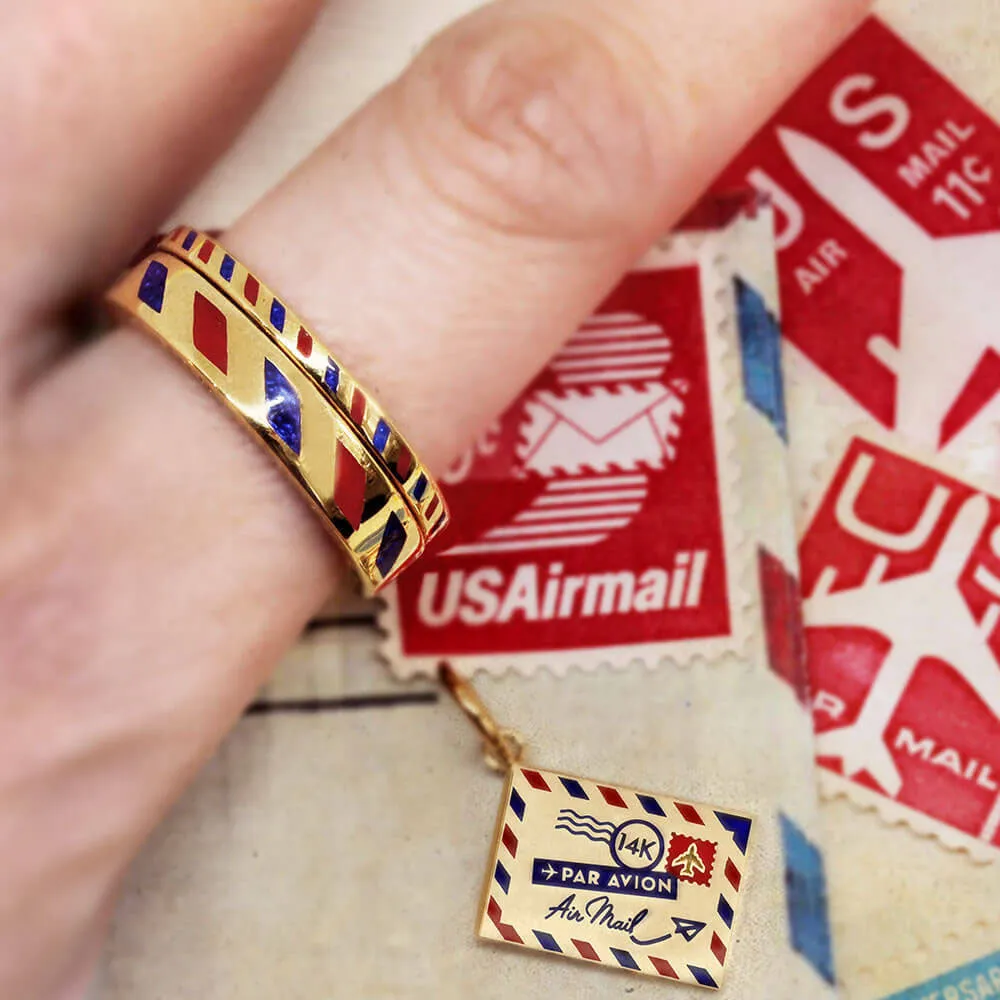 Air Mail Ring, Slim, Gold