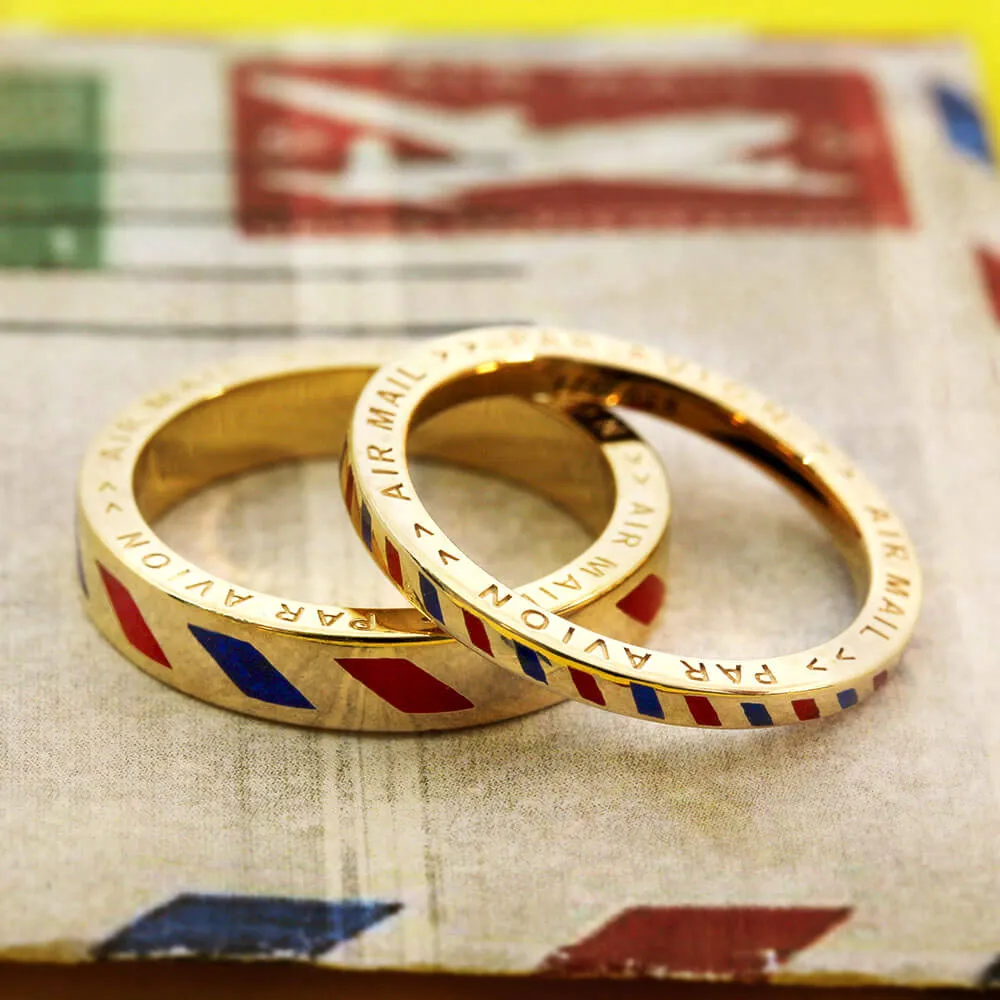 Air Mail Ring, Slim, Gold