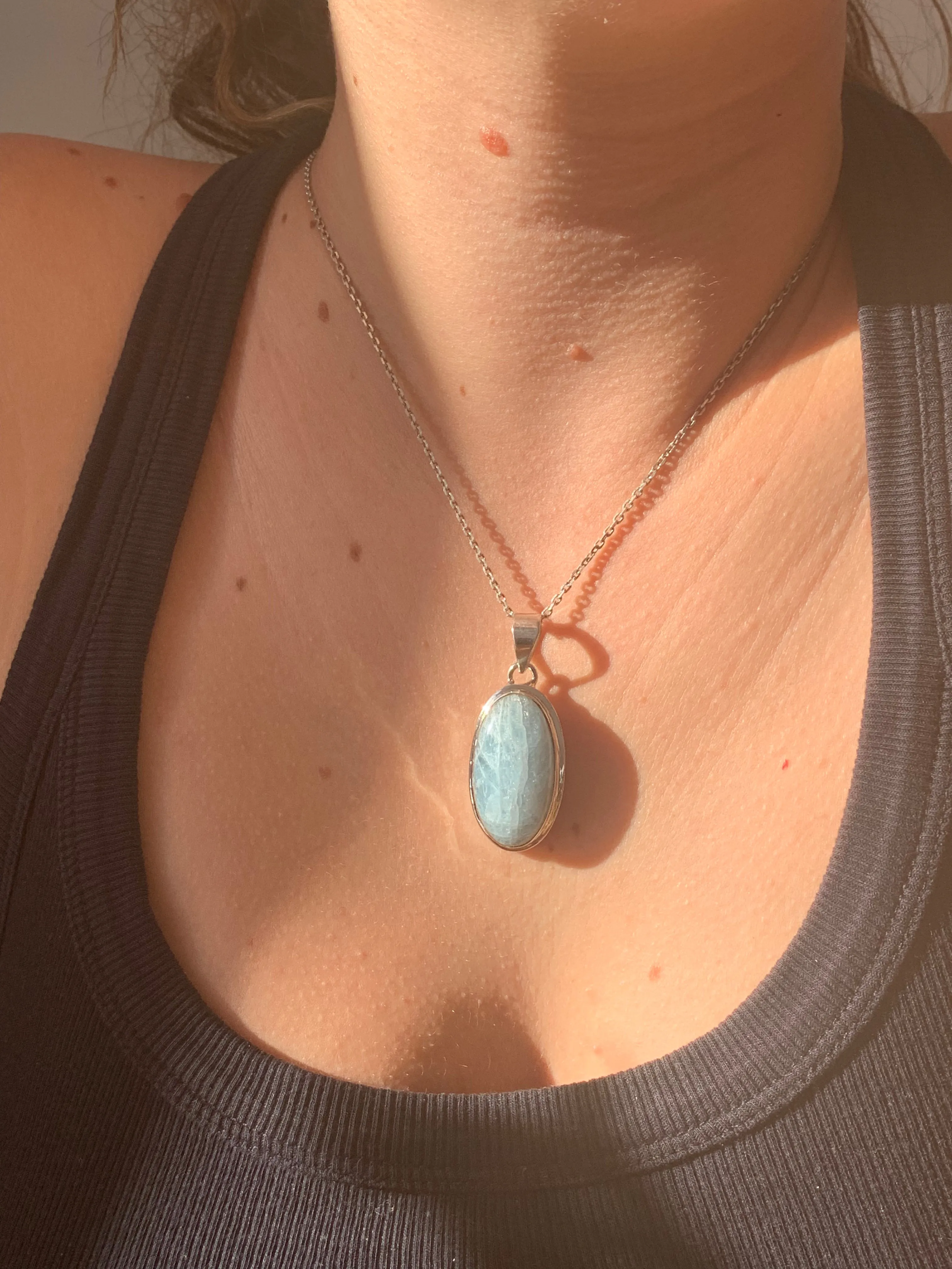 Aquamarine Ansley Pendant - Long Oval