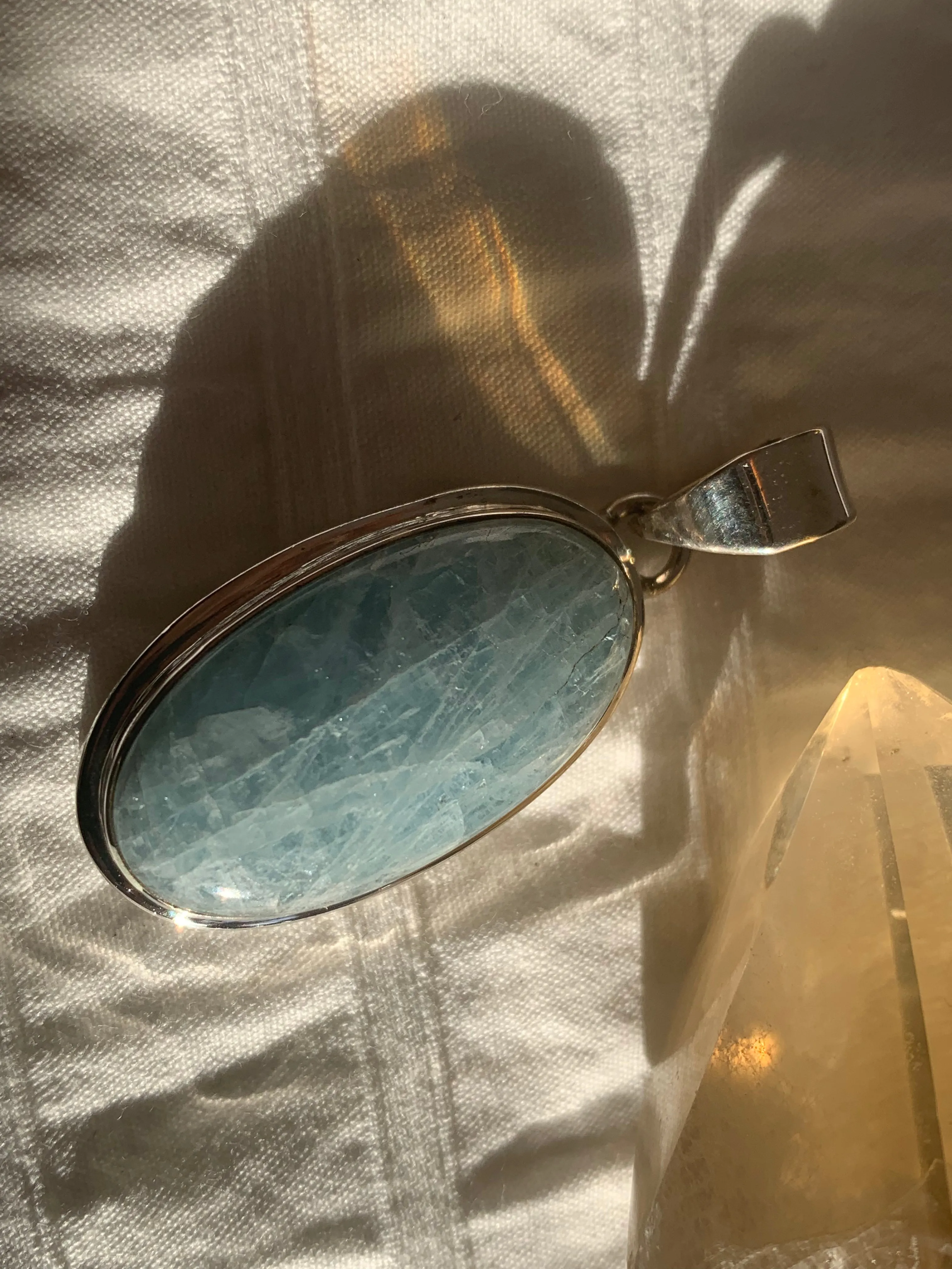 Aquamarine Ansley Pendant - Long Oval