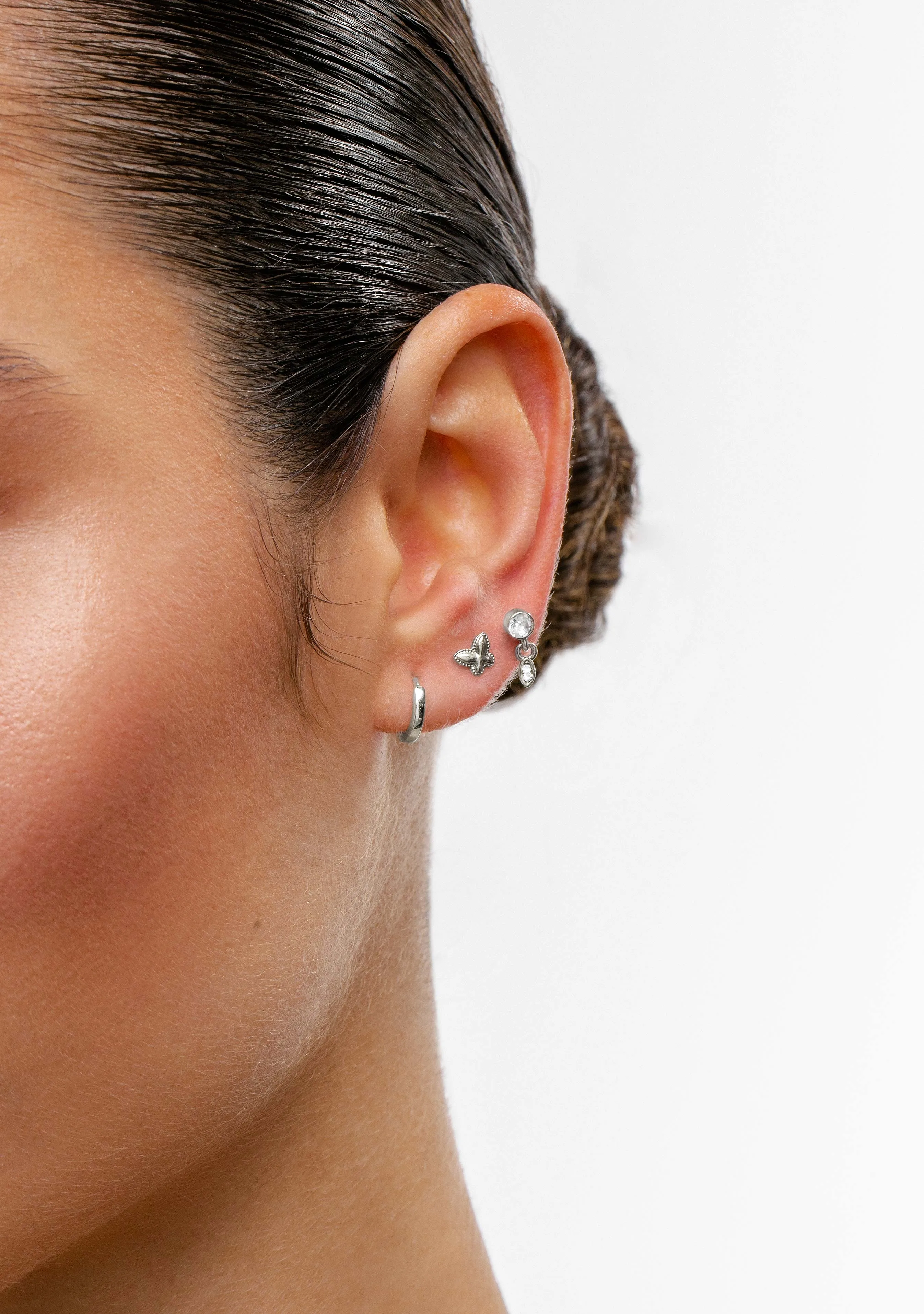 Basic 10 Hoop Earrings Silver