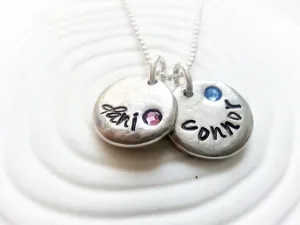 Birthstone Pebble Necklace | Mother's Name Necklace