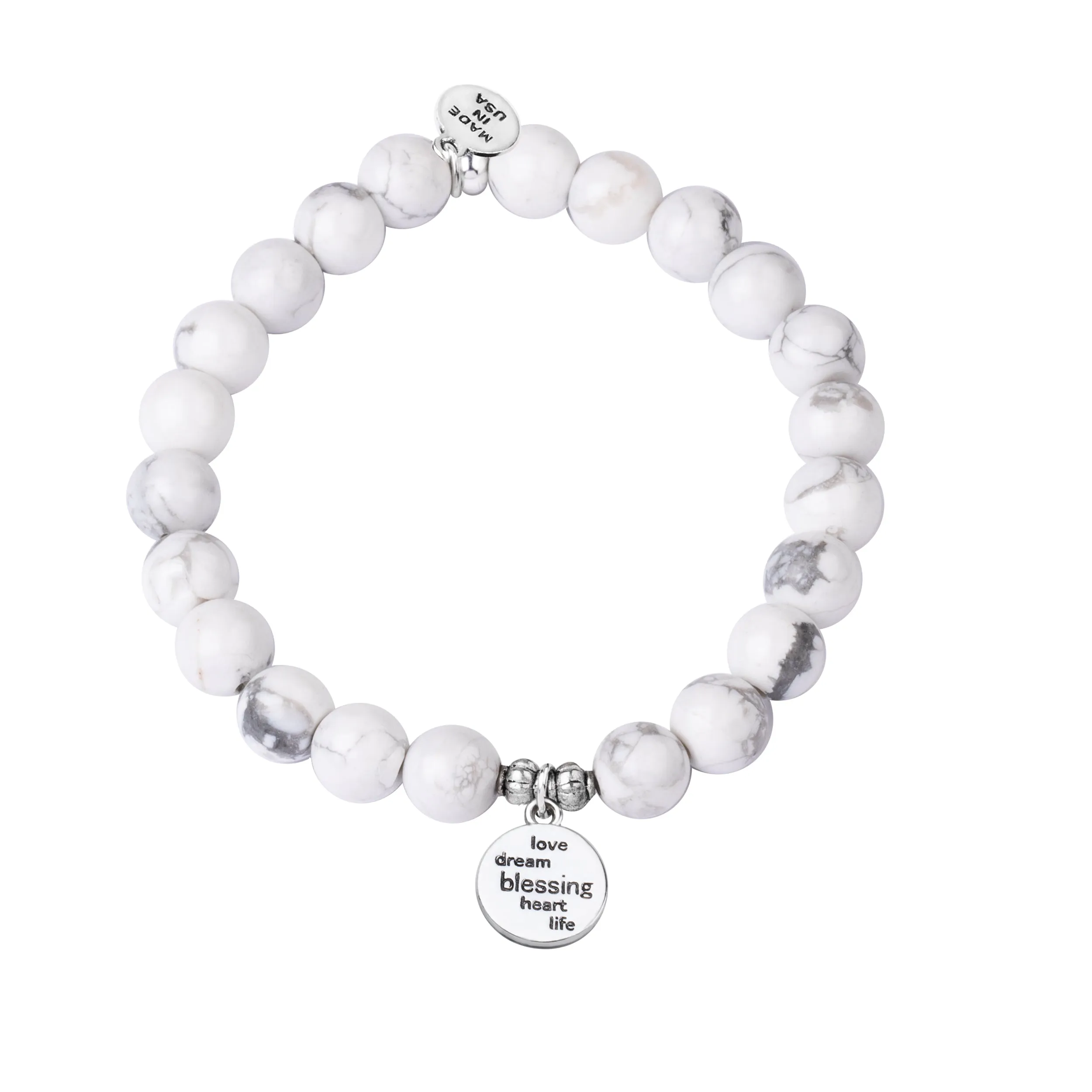 Daughter | Stone Beaded Charm Bracelet | Howlite