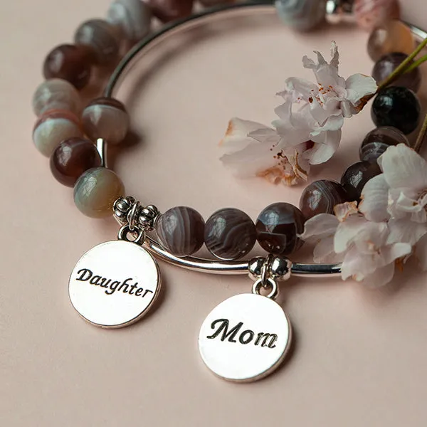 Daughter | Stone Beaded Charm Bracelet | Howlite