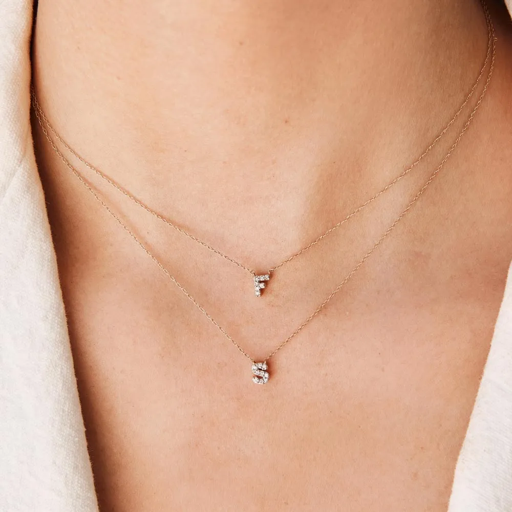 Diamond Letter S Necklace in 10k Gold