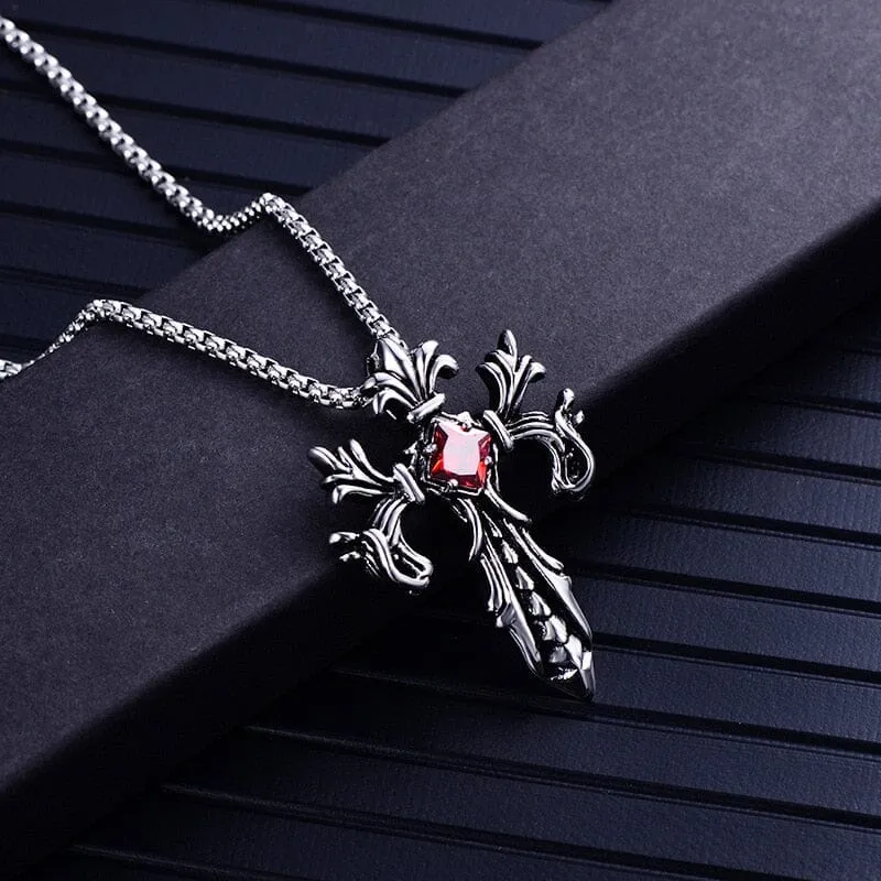 Double Dragon Cross Necklace