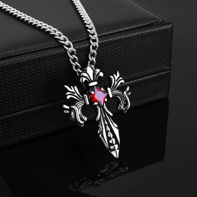 Double Dragon Cross Necklace