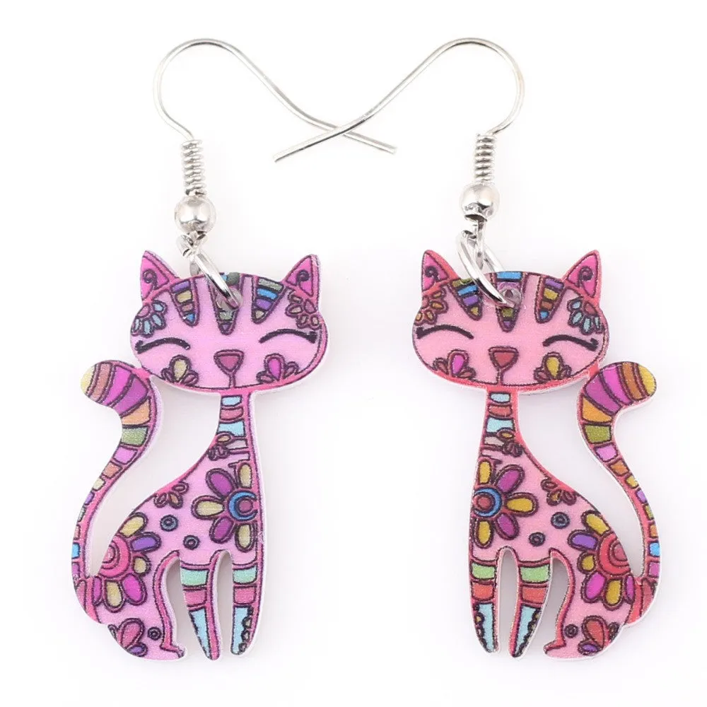 Drop Cat Earrings Dangle Long Acrylic Pattern Earring Fashion Jewelry For Women New Arrival Accessories
