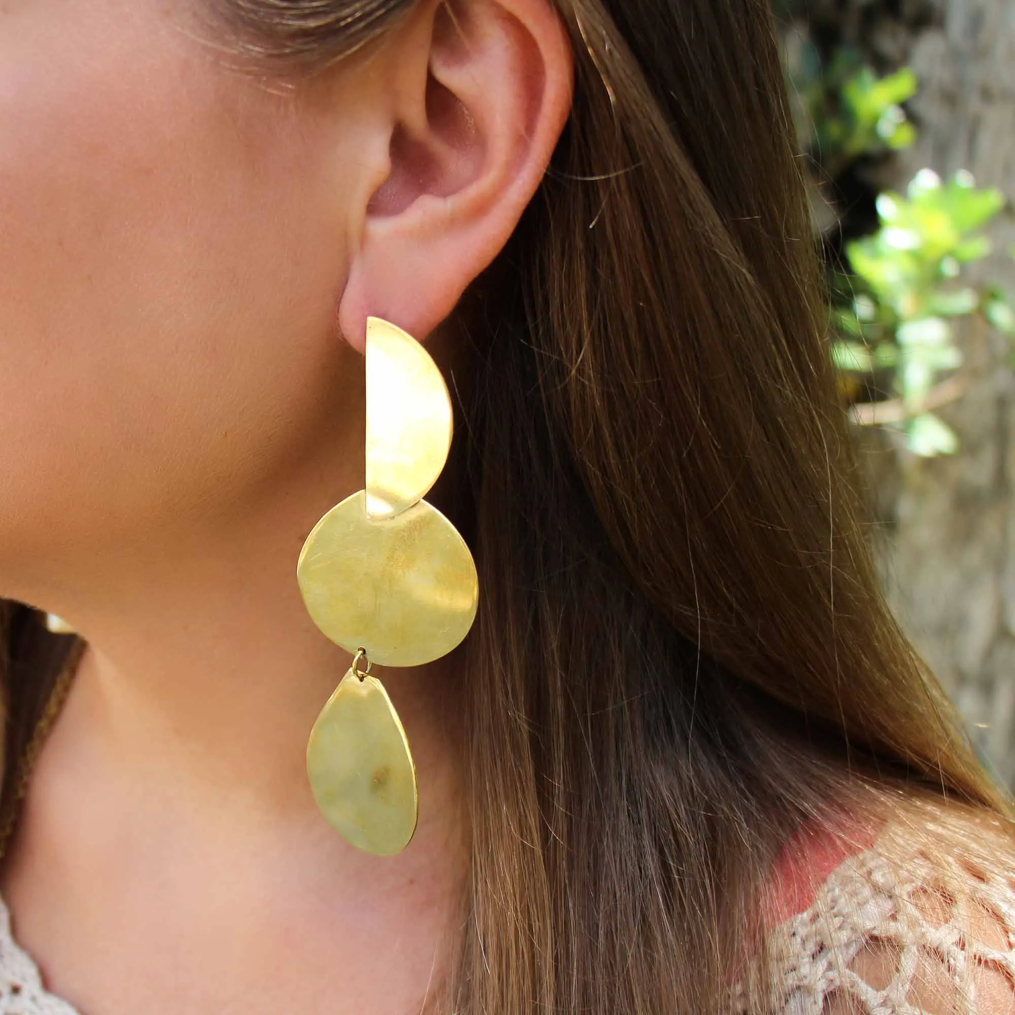 Earrings: Brass Geometric Dangles