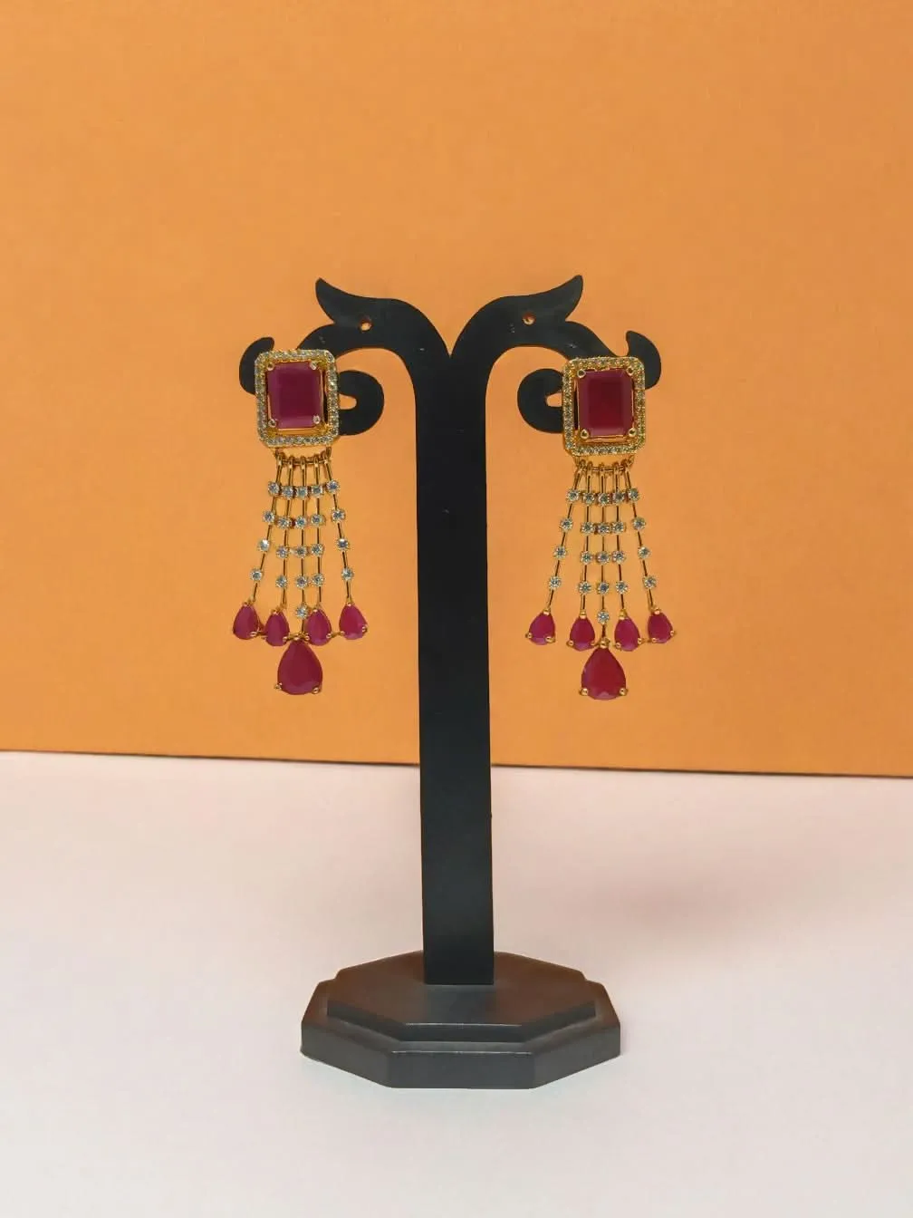 Elegant Alloy Red stone Jhumki Earrings