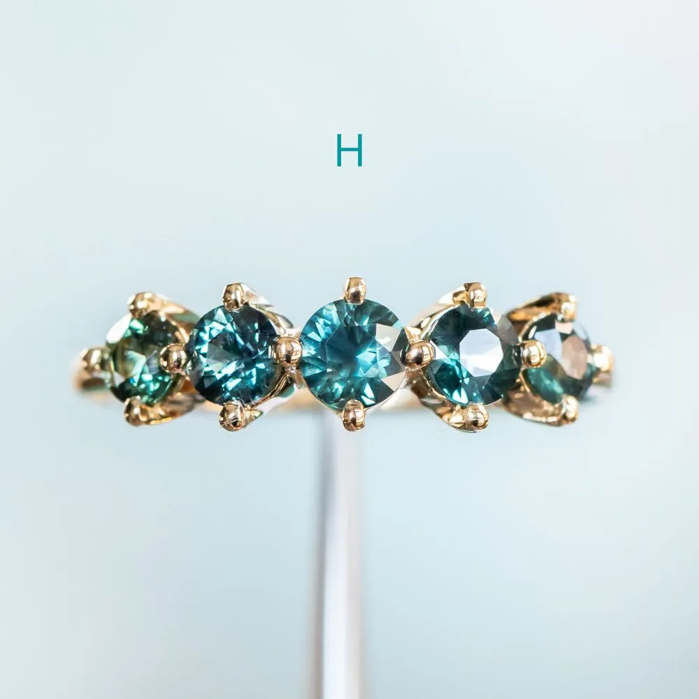 Five Stone Sapphire Bands in 14K and 18k Yellow Gold