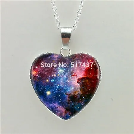 Galaxy Nebula Heart Necklace