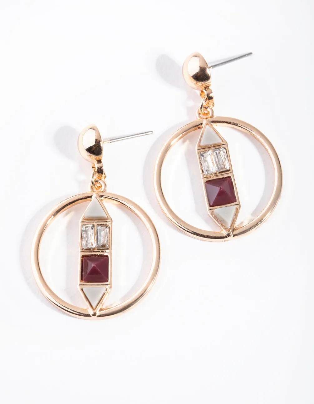 Gold Centre Circle Drop Earrings