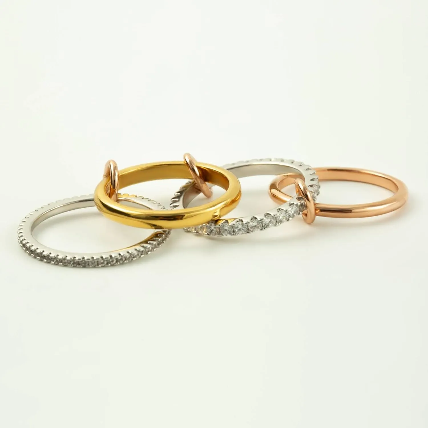 Gold Stackable Rings for Women Non Tarnish, Dainty Stackable CZ Cubic Zirconia 18k Gold Plated Rings, Gold Knuckle Women Rings Set