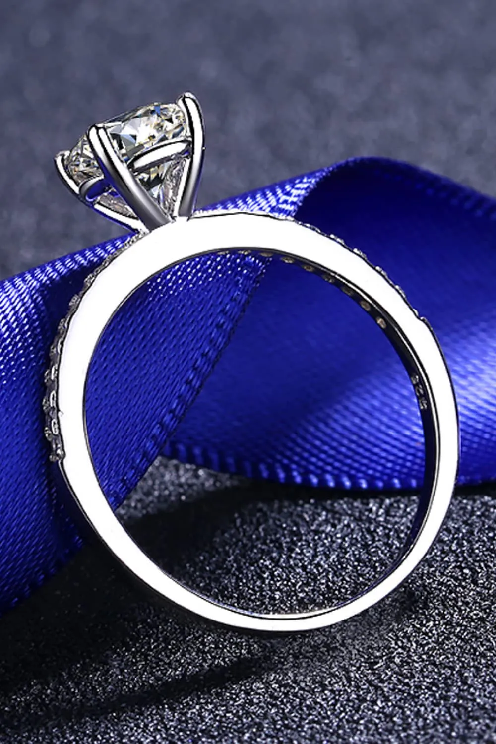 I Am Precious 1 Carat Moissanite Rhodium-Plated Side Stone Ring