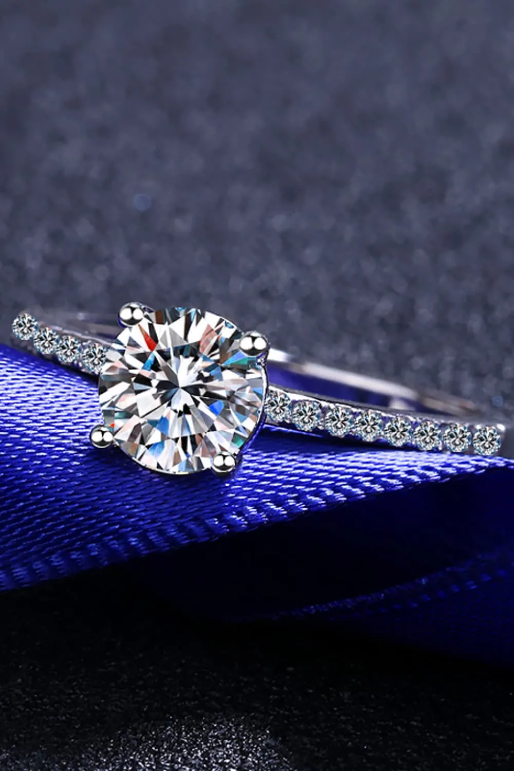 I Am Precious 1 Carat Moissanite Rhodium-Plated Side Stone Ring