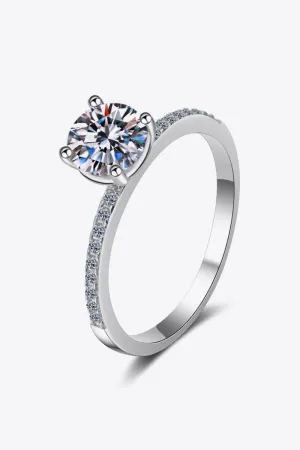 I Am Precious 1 Carat Moissanite Rhodium-Plated Side Stone Ring