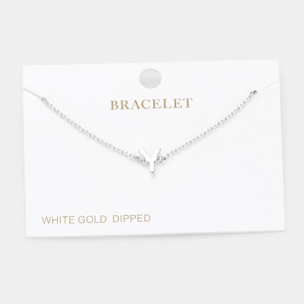 iLLASPARKZ -Y- White Gold Dipped Metal Monogram Charm Bracelet