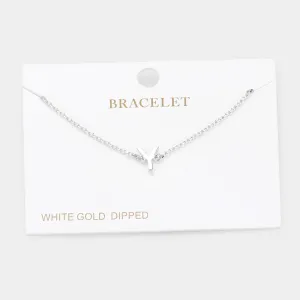 iLLASPARKZ -Y- White Gold Dipped Metal Monogram Charm Bracelet