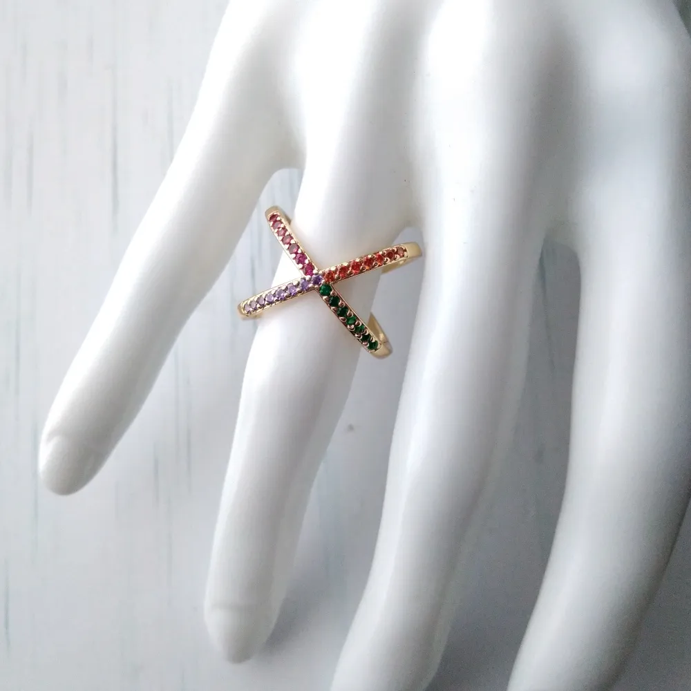 Jeweled X Ring
