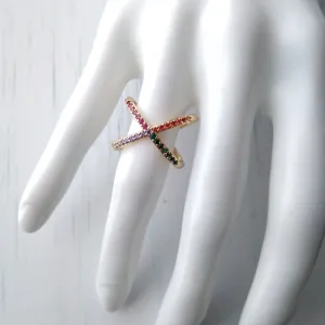 Jeweled X Ring