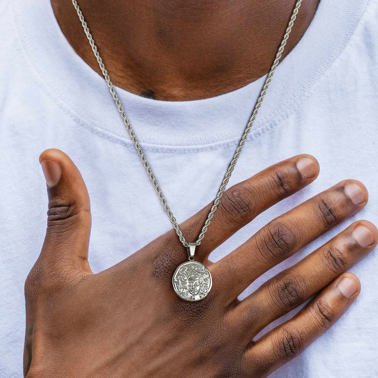Medusa Head Coin Pendant Necklace
