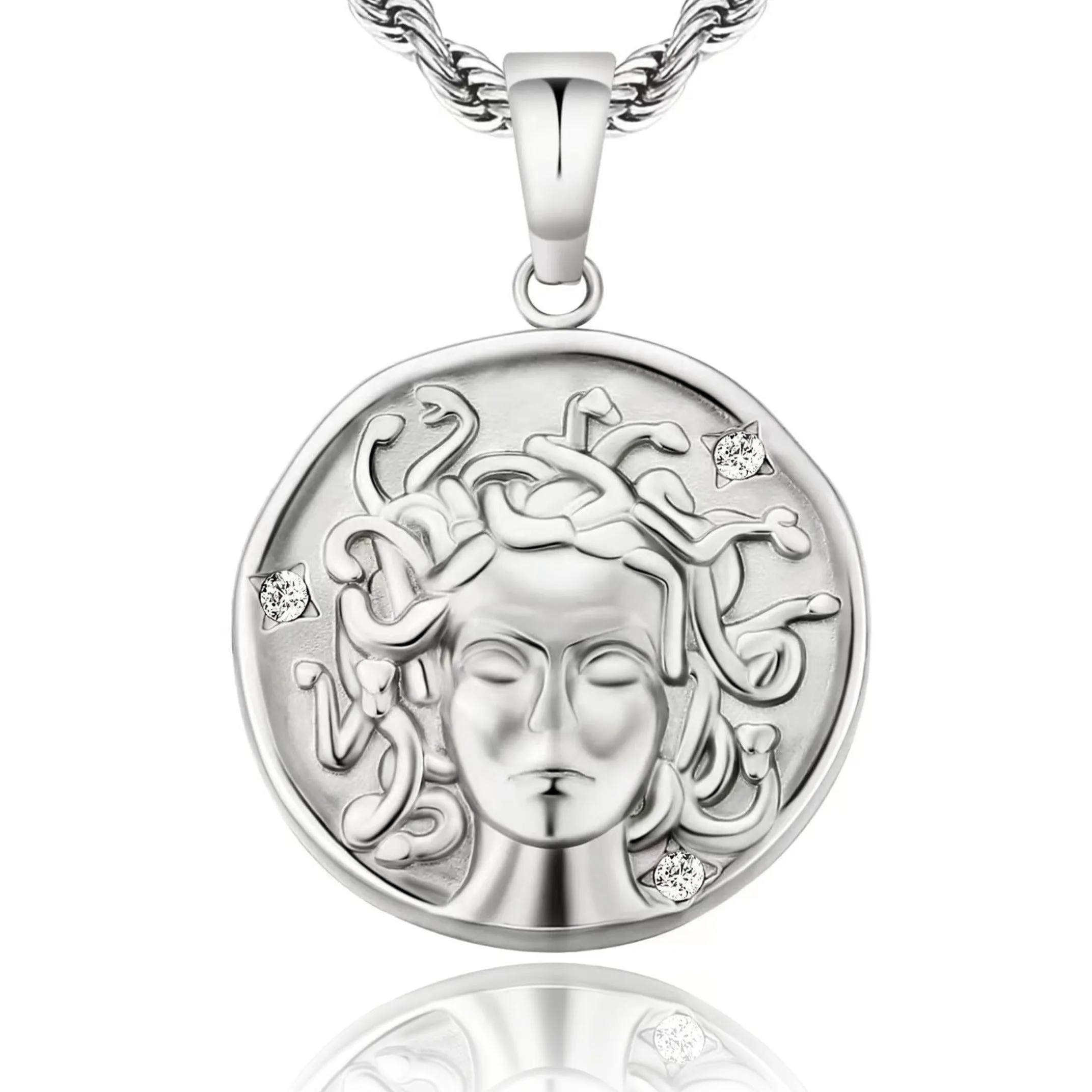 Medusa Head Coin Pendant Necklace