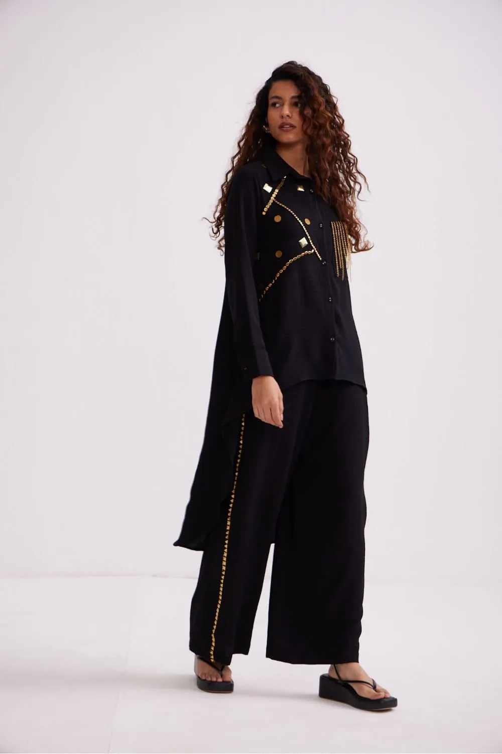 Metallic Waterfall Shirt Set