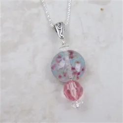 Pink Handmade Lampwork  Pendant Necklace