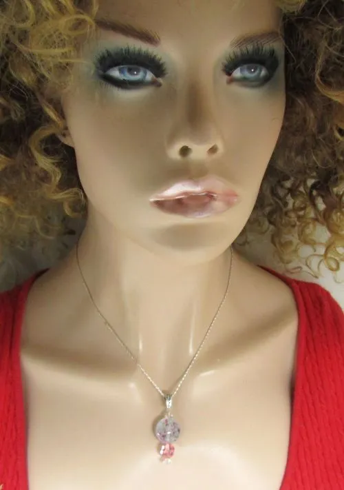 Pink Handmade Lampwork  Pendant Necklace