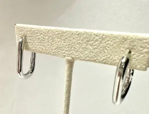 Rectangle Silver Hoops