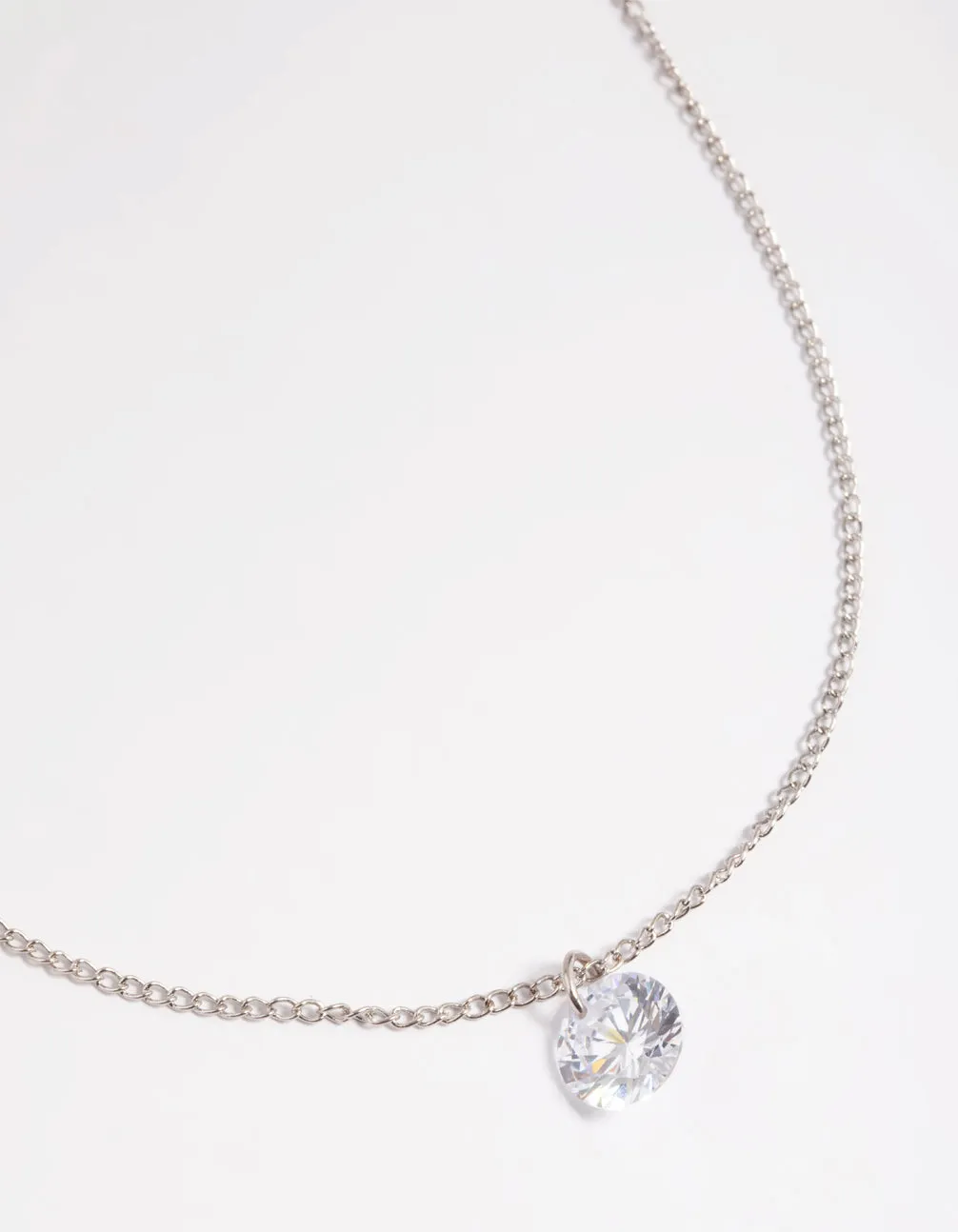 Rhodium Diamante Simple Necklace