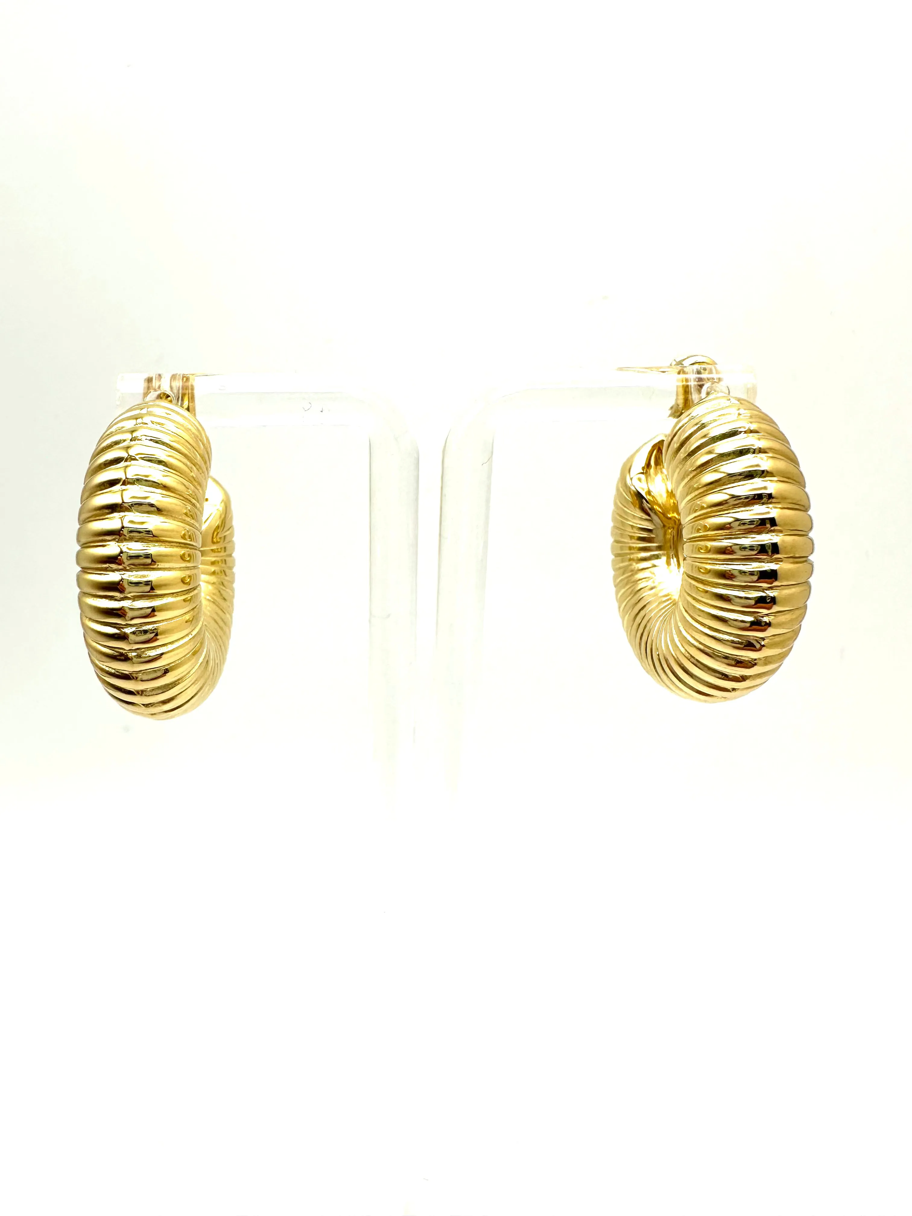 Ribbed Gold Hoop Earrings